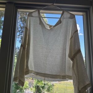 Sheer Cream Long Sleeve Blouse